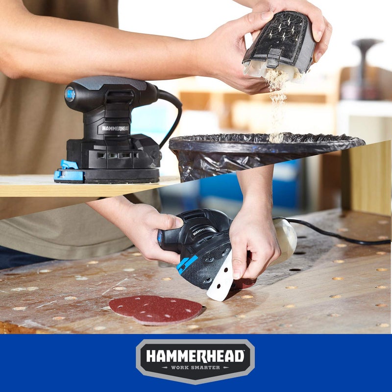 Hammerhead 1.4-Amp Multi-Function Detail Sander with 12pcs Sandpaper, Dust Collection System, and Detail Attachment - HADS014 - Image 5